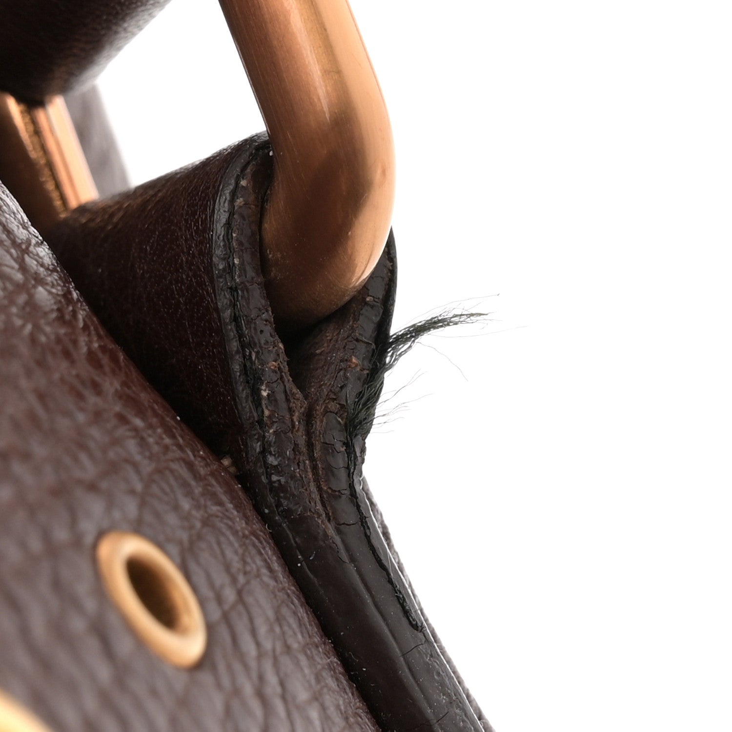 Prada Vitello Daino Grommet Satchel Bruciato 10 of 10