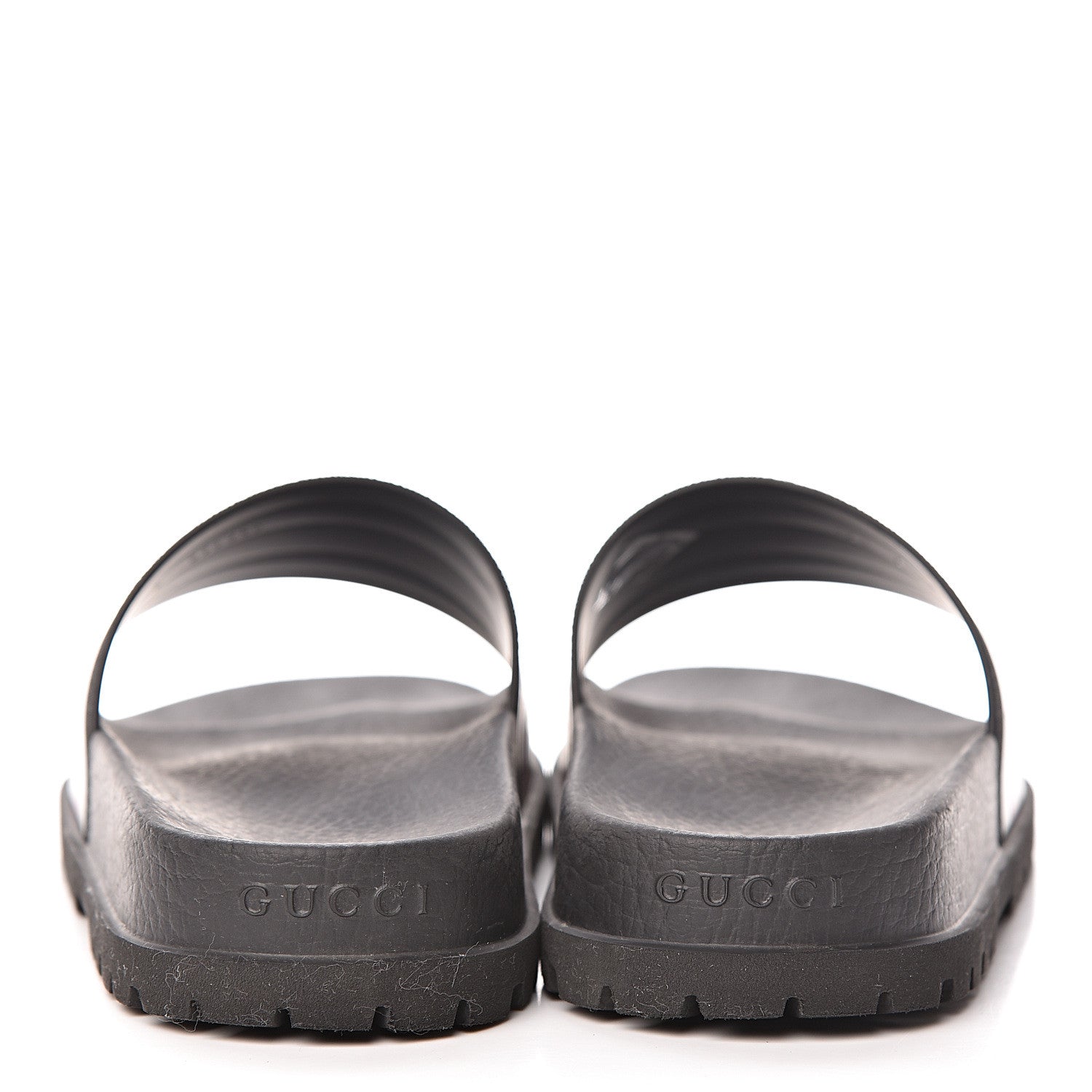 Gucci Rubber Web Mens Lug Sole Slide Sandals 6 Black Green Red 10 of 16