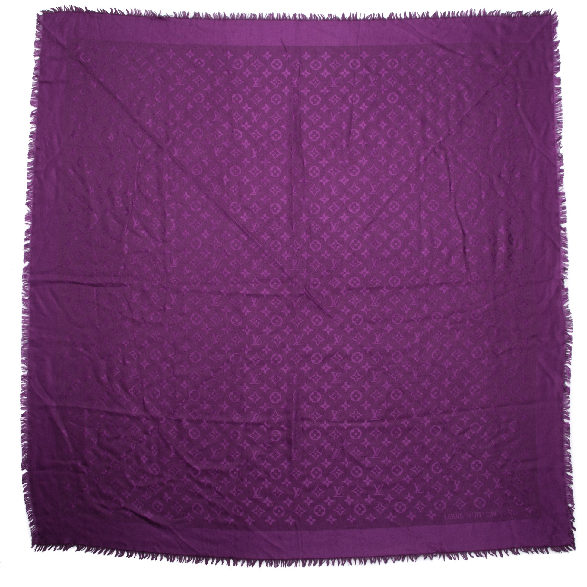 Louis Vuitton Silk Wool Monogram Shawl Cassis 3 of 5