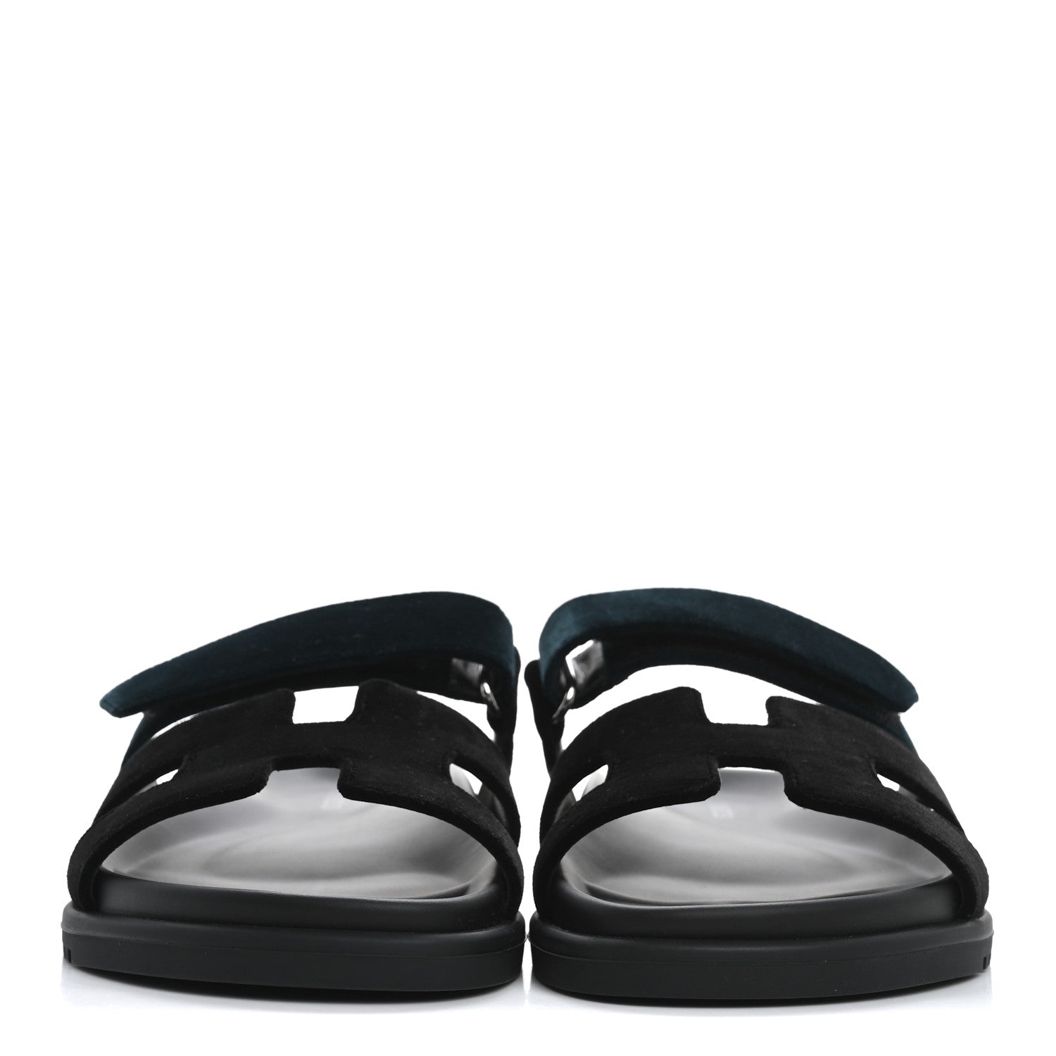 Hermes Velvet Womens Chypre Sandals 36 Black Vert Mousse 36.5 Black Vert Mousse 3 of 9