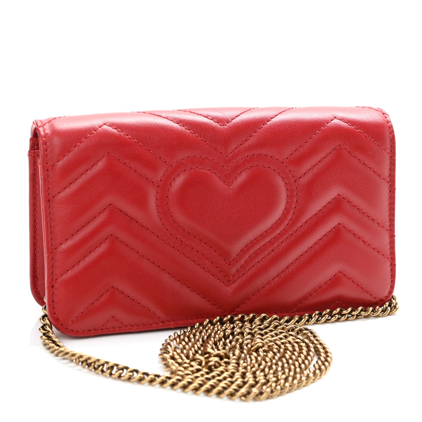 Calfskin Matelasse GG Marmont Mini Bag Hibiscus Red