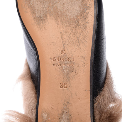 Gucci Malaga Kid Fur Crystal Dragon Embroidered Womens Princetown Slippers 35 Black 7 of 15