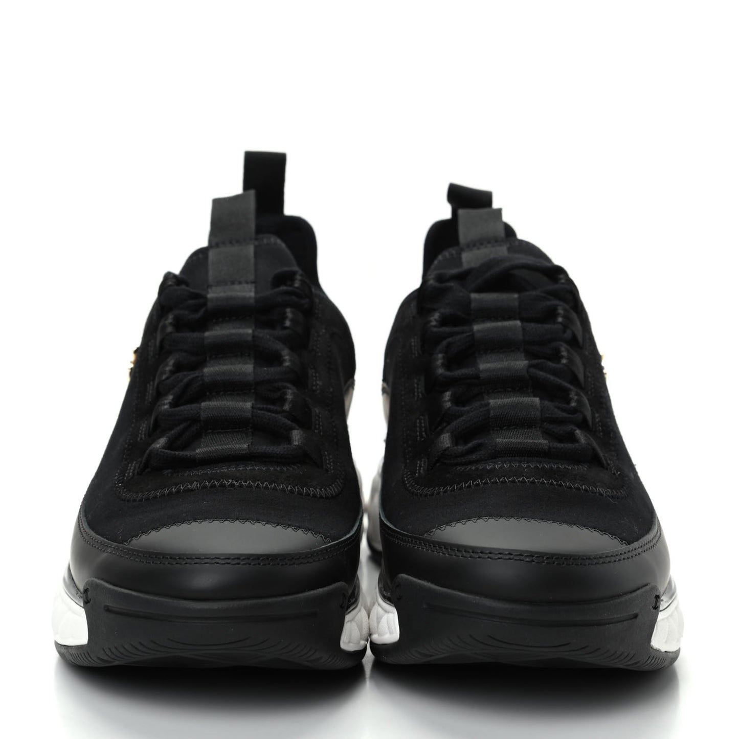 Velvet Calfskin Mixed Fibers CC Sneakers 36.5 Black