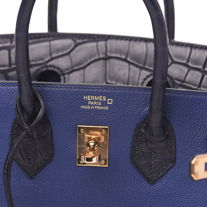 Hermes Taurillon Novillo Matte Alligator Birkin Touch 25 Bleu Saphir Marine 19 of 31