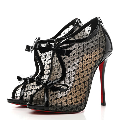 Christian Louboutin Patent Fishnet Lace Empiralta 120 Sandals 36.5 Black 3 of 8
