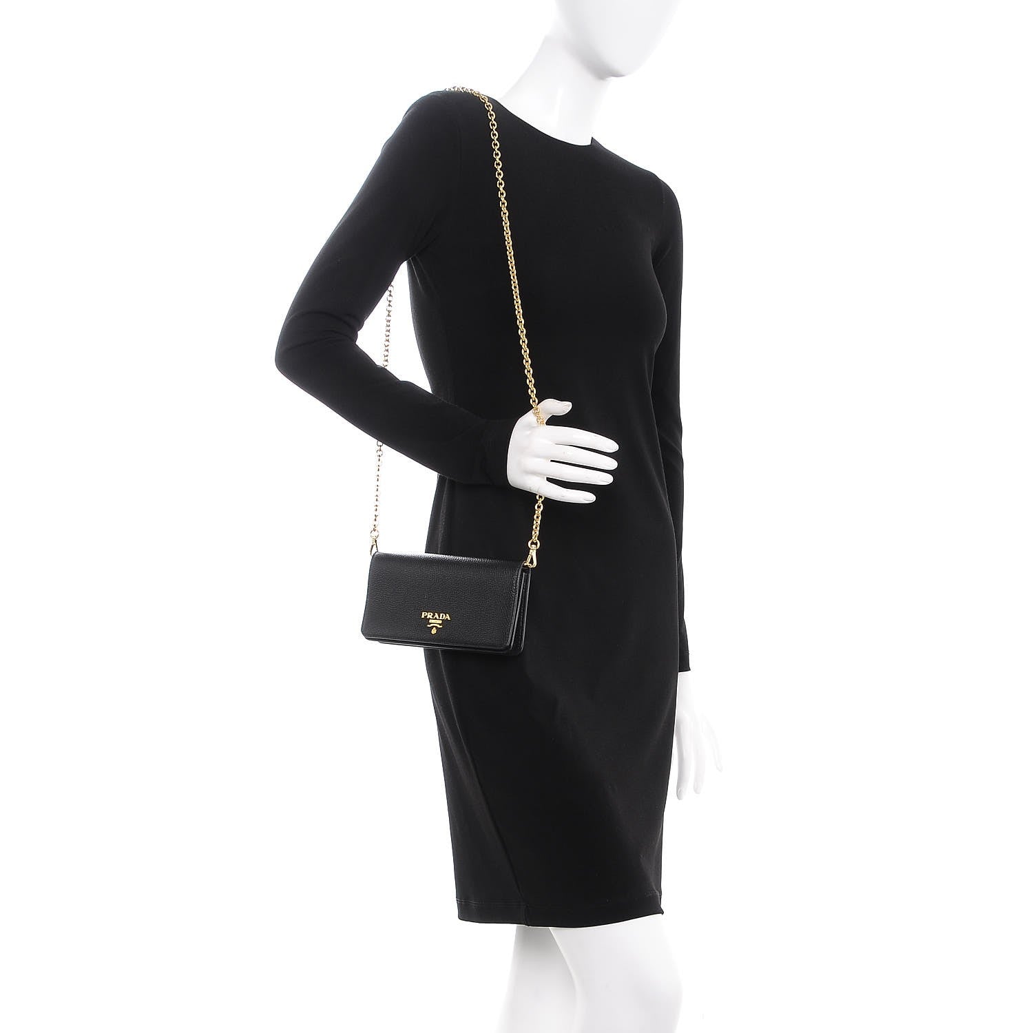 Prada Vitello Daino Mini Chain Bag Nero Black 2 of 11