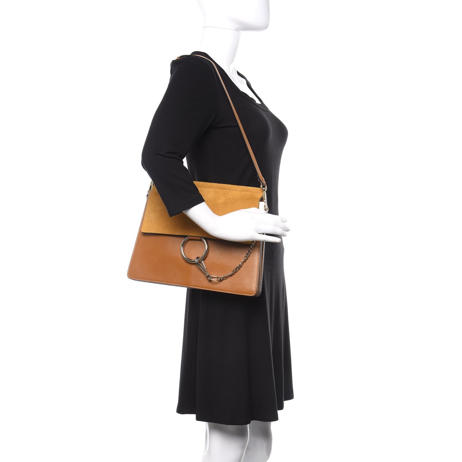 Chloe Suede Calfskin Medium Faye Shoulder Bag Mustard Brown 2 of 10