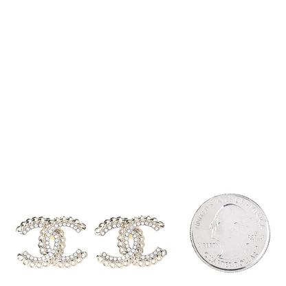 Chanel Crystal Chain CC Earrings Gold 2 of 4