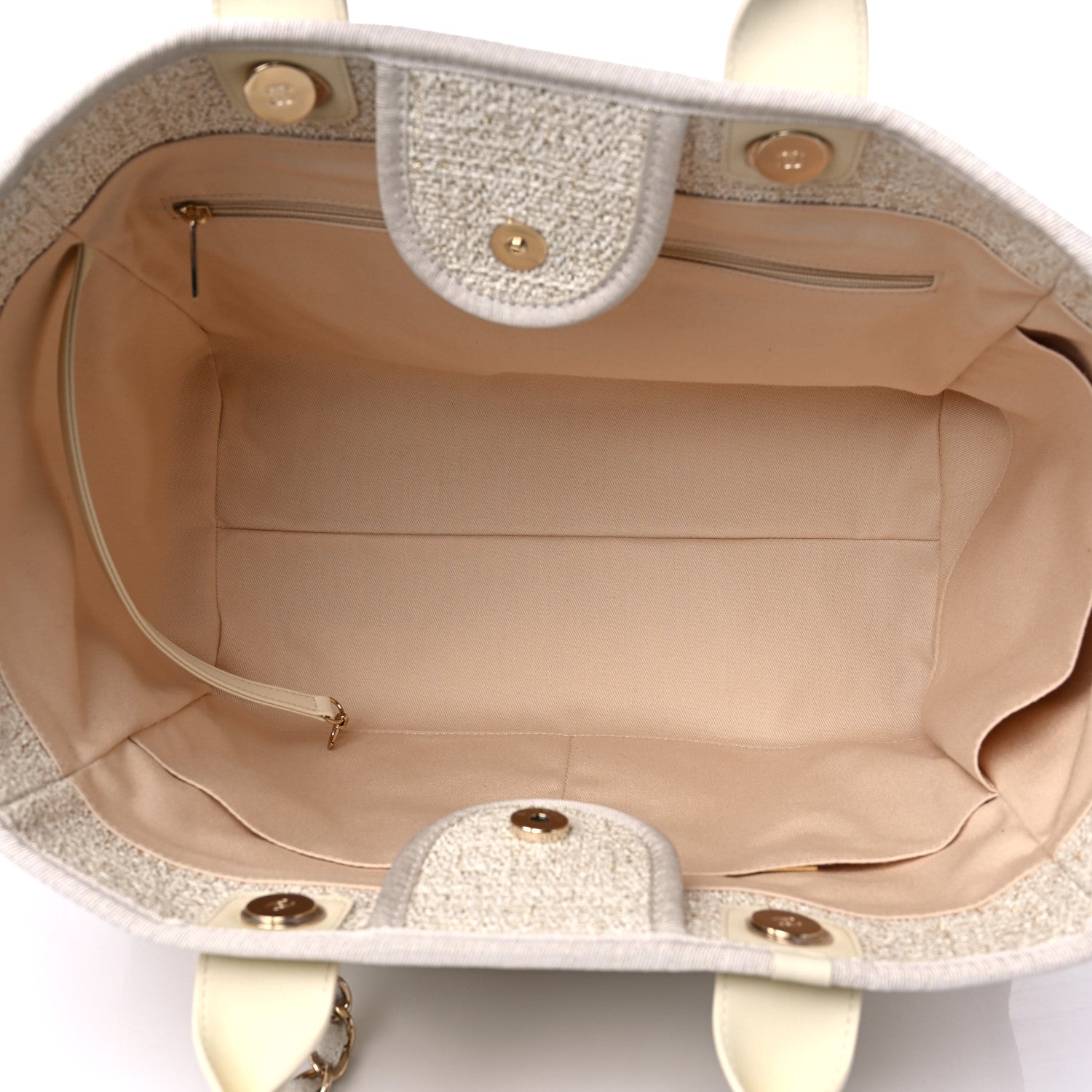 Chanel Mixed Fibers Calfskin Medium Deauville Tote Light Beige 5 of 9