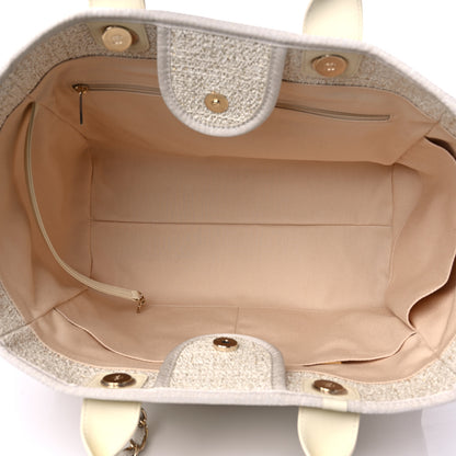 Chanel Mixed Fibers Calfskin Medium Deauville Tote Light Beige 5 of 9