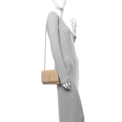 Saint Laurent Grain De Poudre Small Monogram Kate Satchel Nude Powder 2 of 9