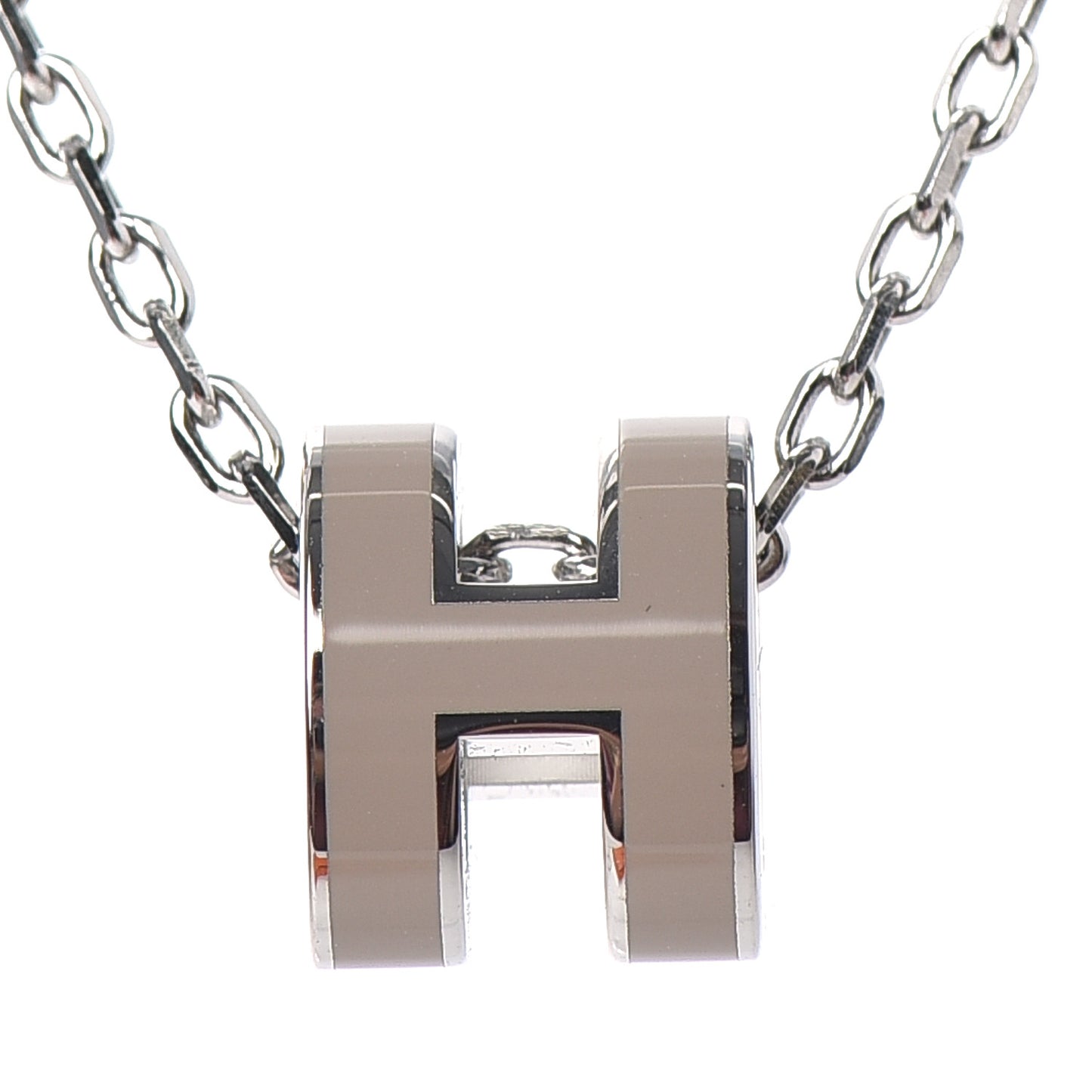 Palladium Mini Pop H Pendant Necklace Marron Glace