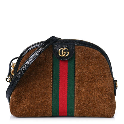 Gucci Suede Patent Web Small Ophidia Dome Shoulder Bag Nocciola Black 1 of 8