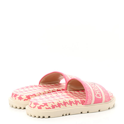 Christian Dior Micro PDP Cotton Houndstooth Embroidered Dway 10mm Slide Sandals 36 Peony 4 of 9