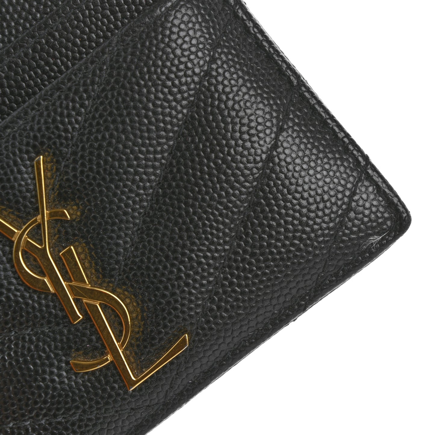 Grain De Poudre Matelasse Chevron Monogram Credit Card Case Black