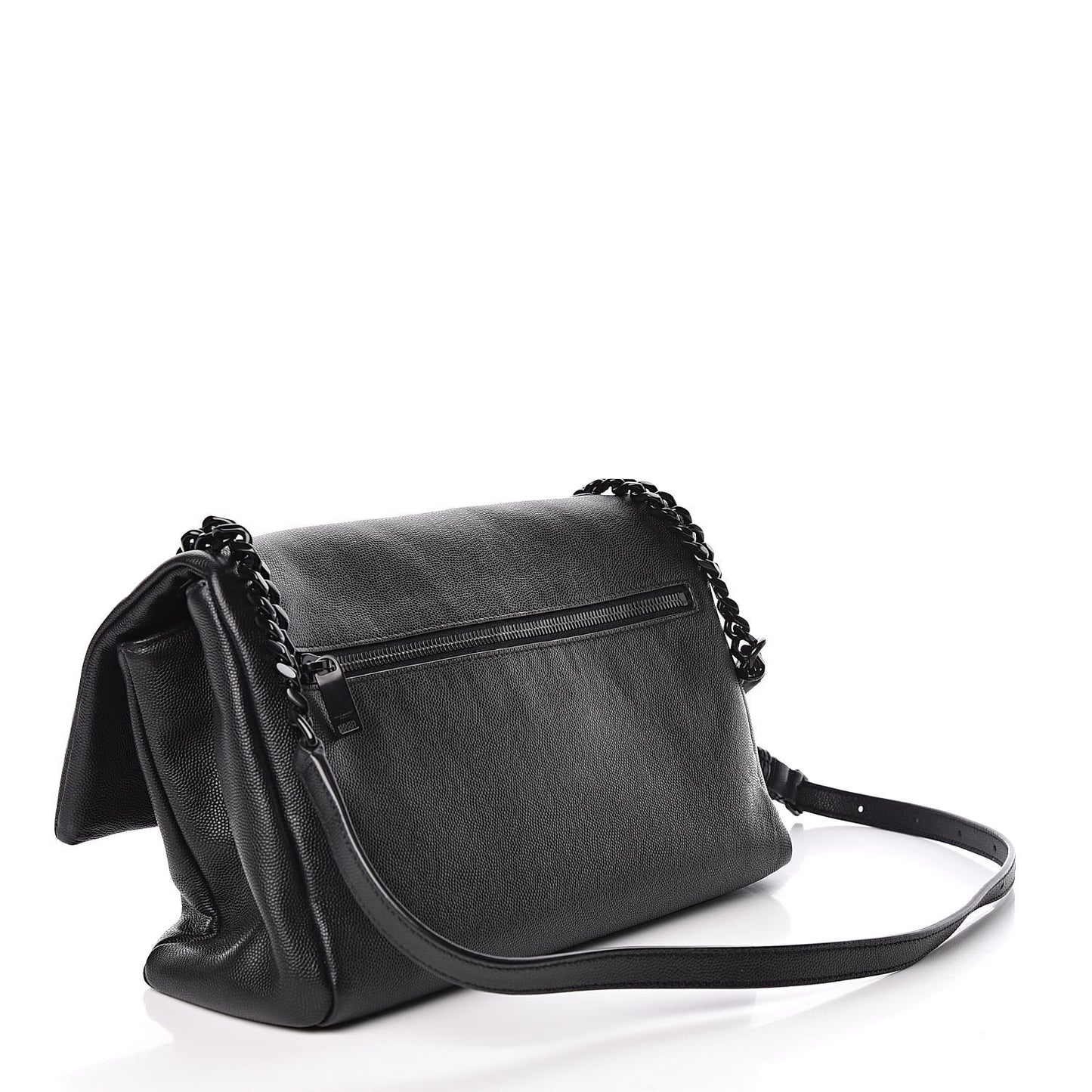 Grain De Poudre Medium West Hollywood Monogram Fold-Over Black