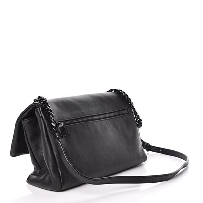 Saint Laurent Grain De Poudre Medium West Hollywood Monogram Fold-Over Black 3 of 10