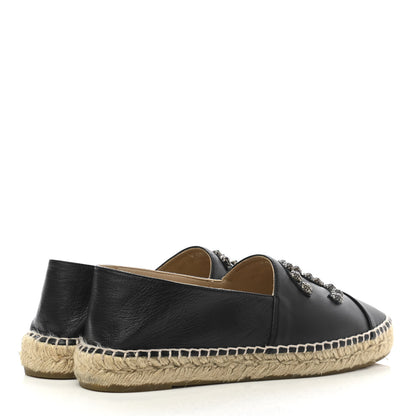 Chanel Lambskin Camellia CC Stud Espadrilles 40 Black 4 of 9