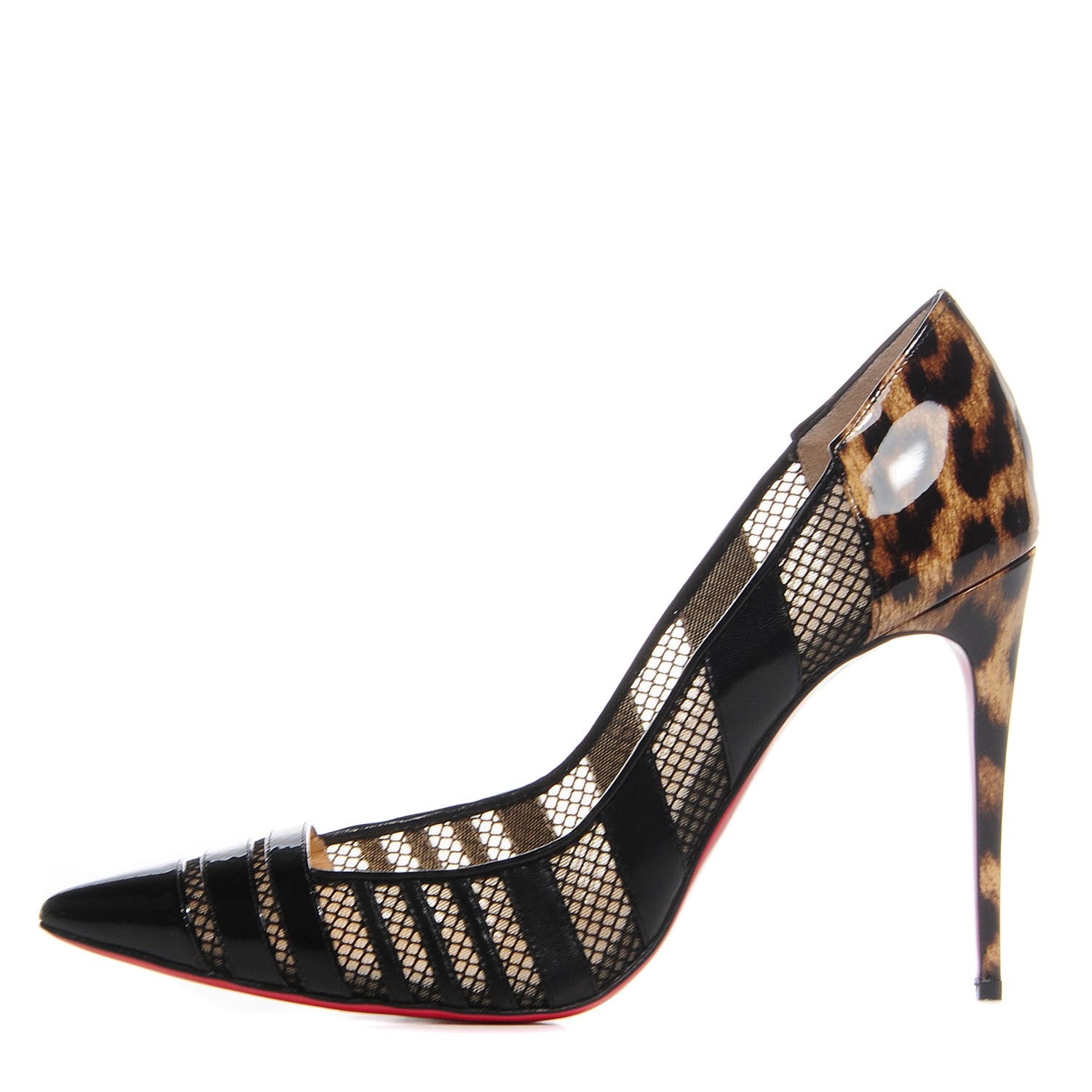 Christian Louboutin Patent Calf Mesh Bandy 100 Pumps Leopard 39 1 of 6
