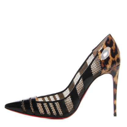 Christian Louboutin Patent Calf Mesh Bandy 100 Pumps Leopard 39 1 of 6