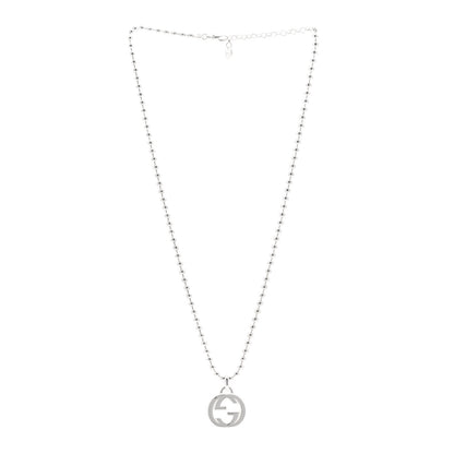 Gucci Sterling Silver Interlocking GG Pendant Beaded Necklace 3 of 4