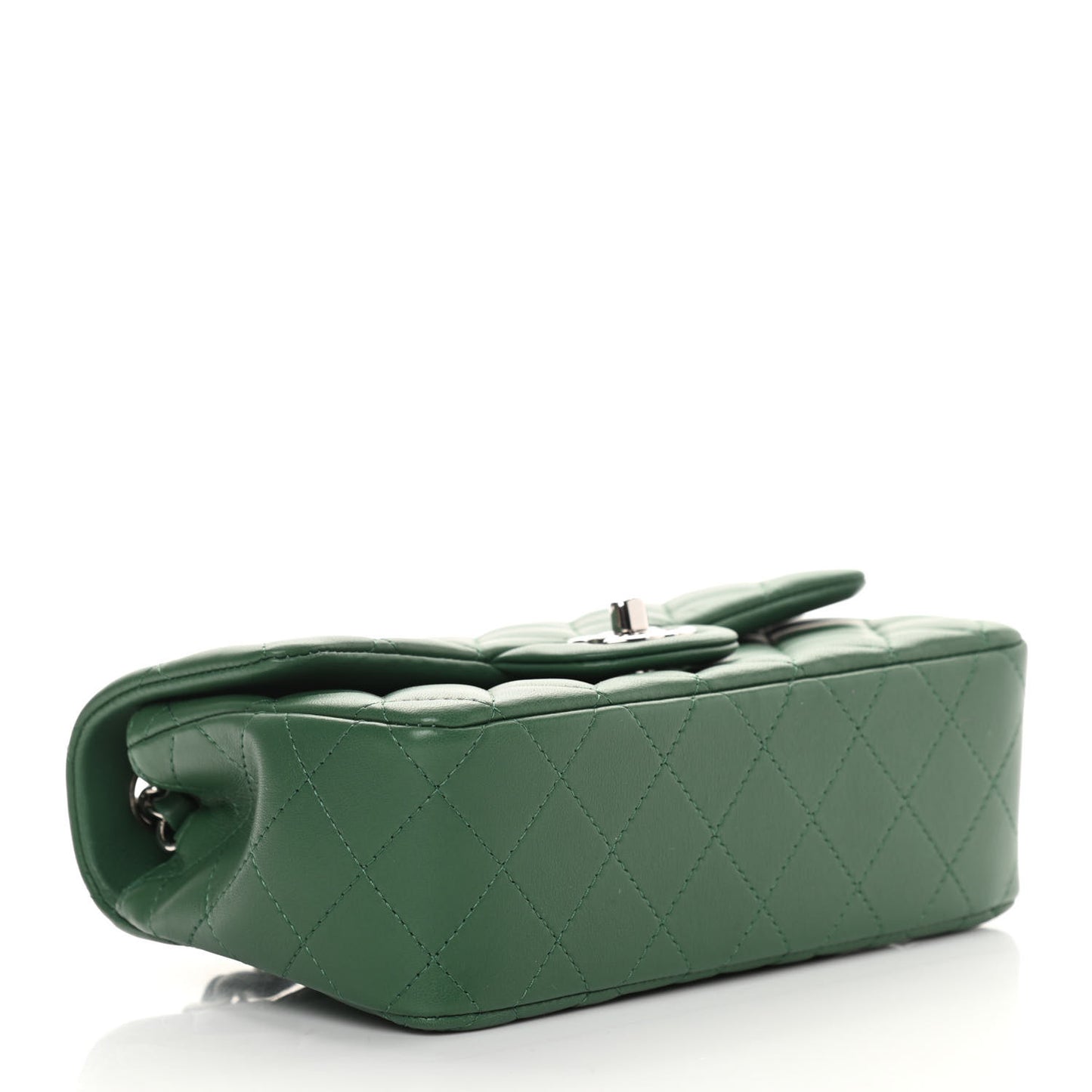 Lambskin Quilted Mini Rectangular Flap Green
