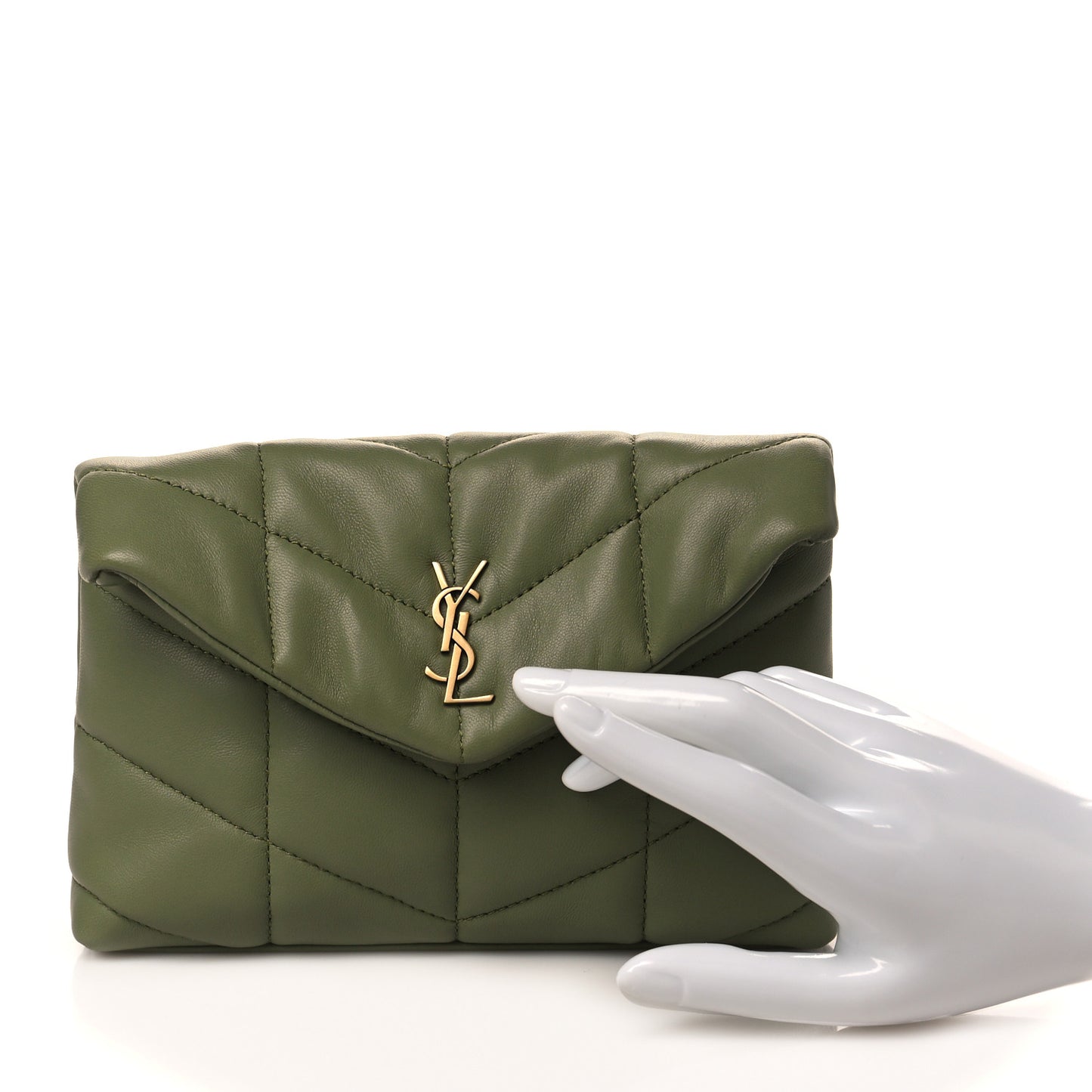 Lambskin Monogram Loulou Puffer Pouch Clutch Light Pistache