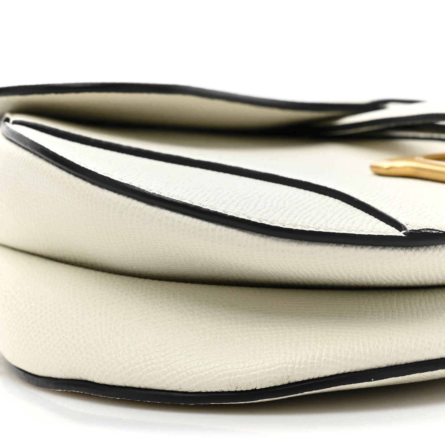 Grained Calfskin Saddle Bag With Strap Latte