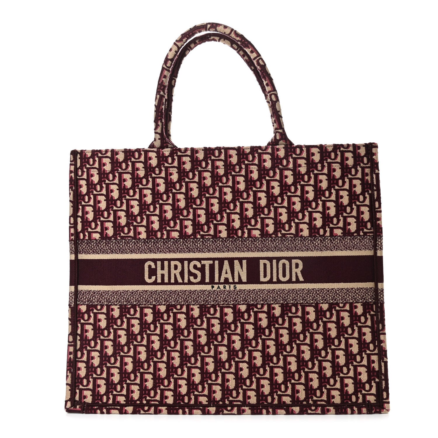Christian Dior Oblique Large Book Tote Burgundy Multicolor 1 of 11