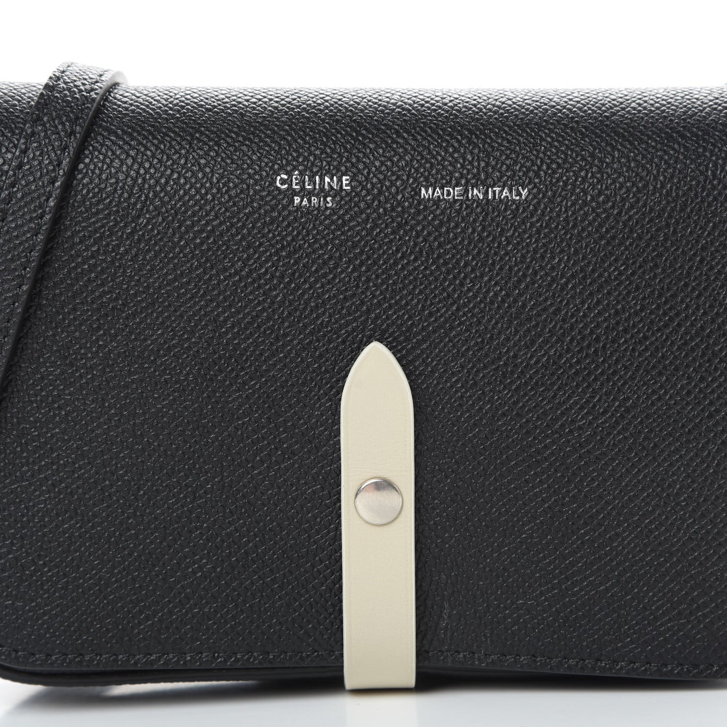 Grained Calfskin Strap Clutch Black