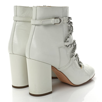 Chanel Crackled Calfskin Chain CC Short Boots 38 Ivory 4 of 10