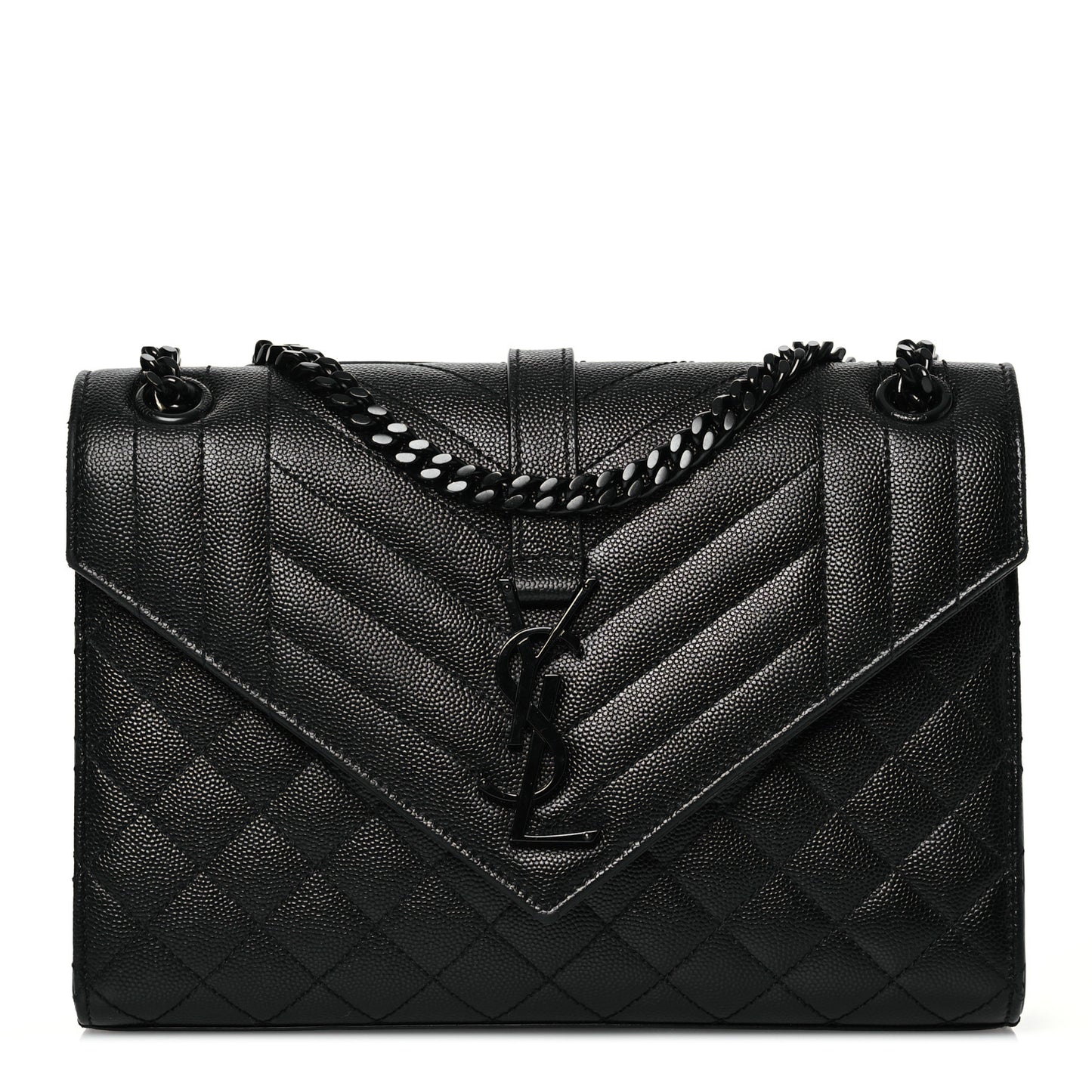 Grain De Poudre Textured Mixed Matelasse Triquilt Medium Monogram Monochrome Satchel Black