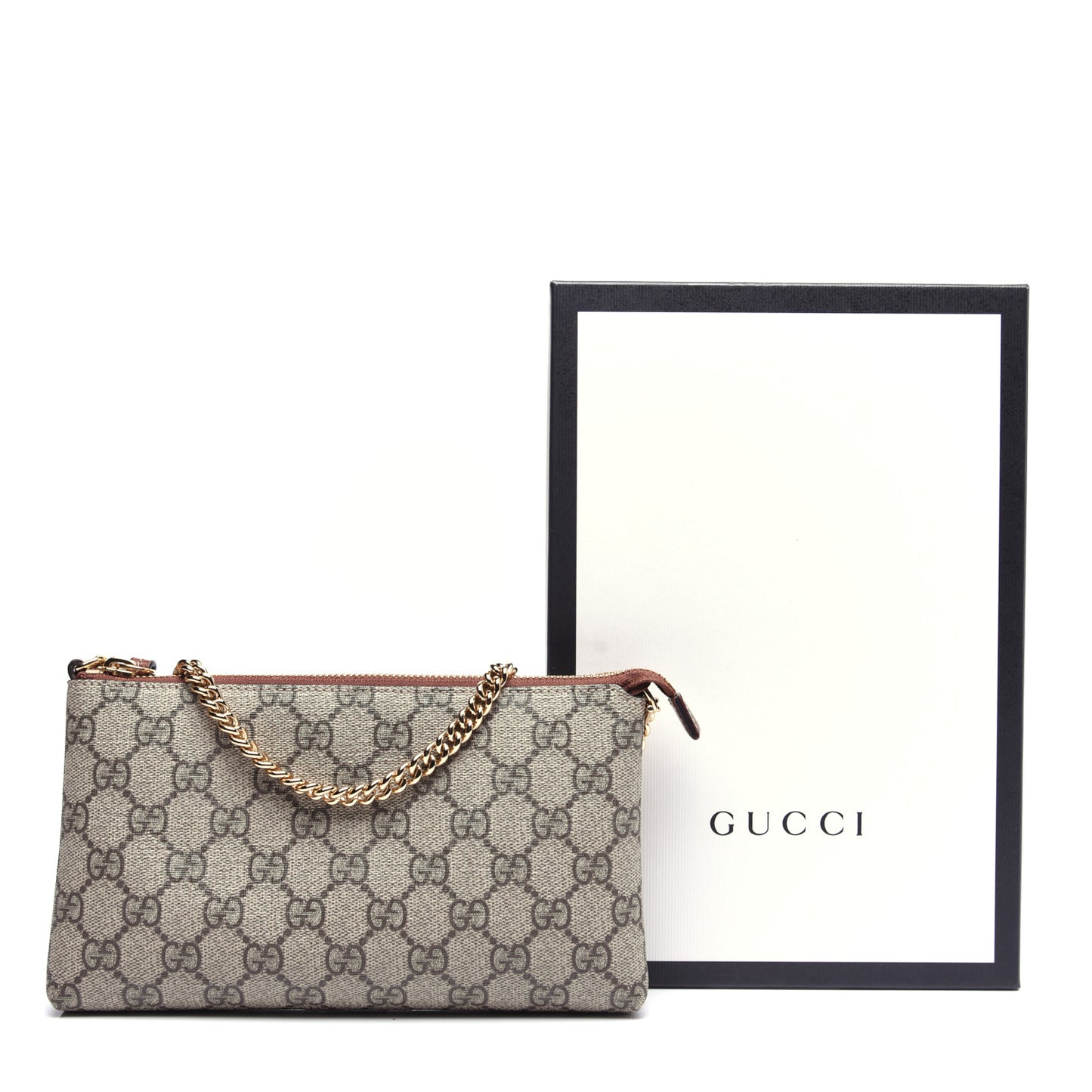 GG Supreme Monogram Wrist Wallet Brown