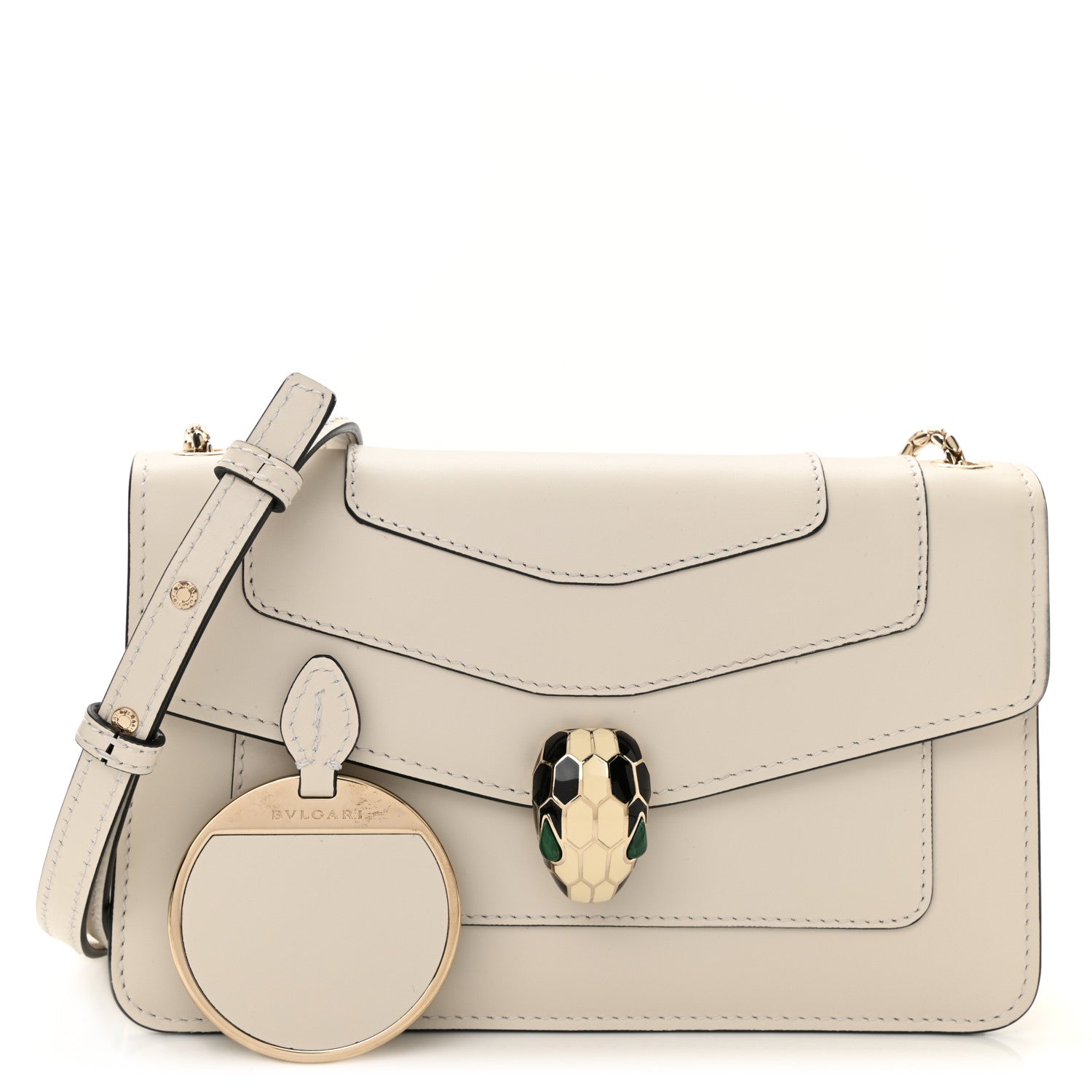 Bulgari Calfskin Serpenti Forever Crossbody Bag White Agate 1 of 8