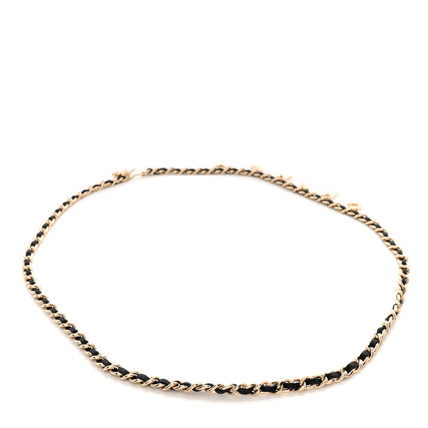 Lambskin Chain Logo Belt Black Gold