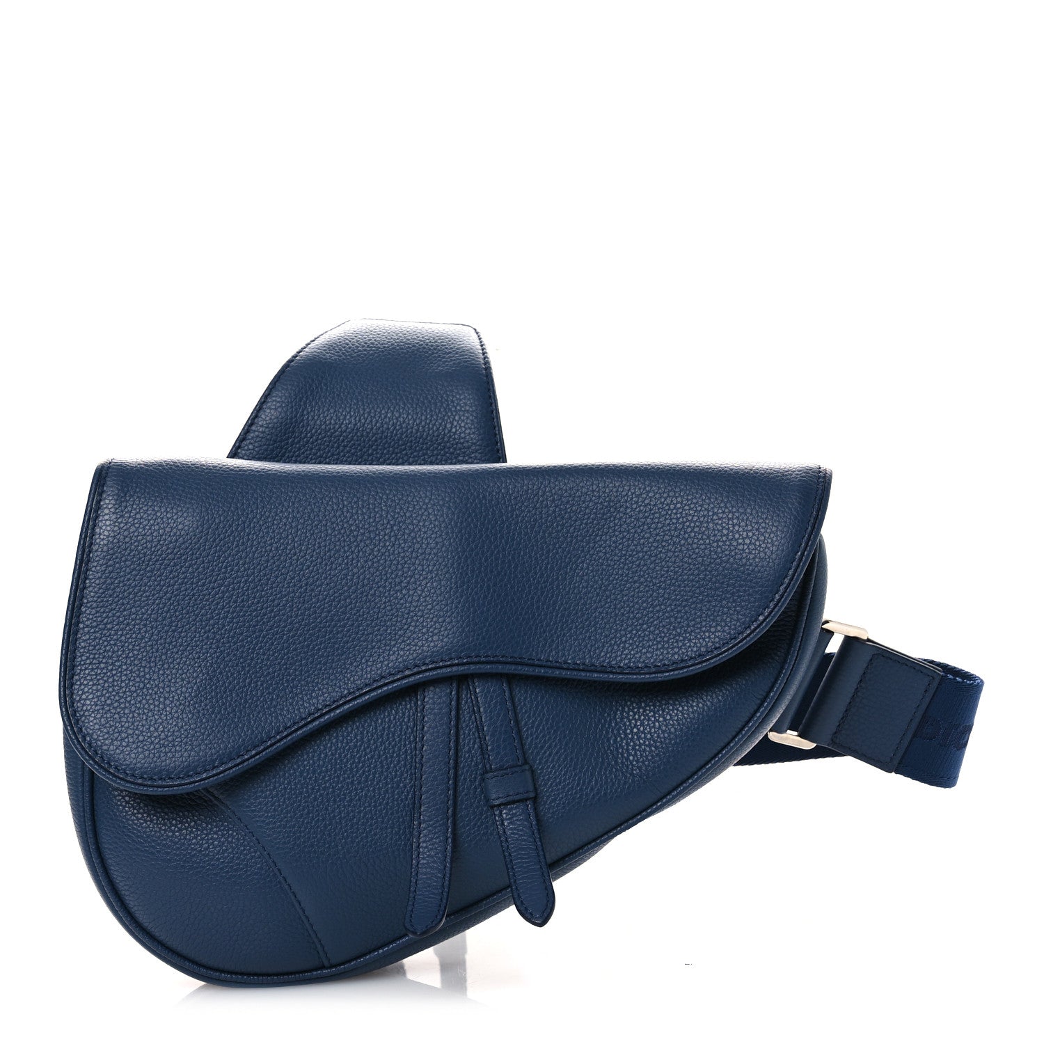 Christian Dior Grained Calfskin Mens Saddle Bag Navy Blue 1 of 11