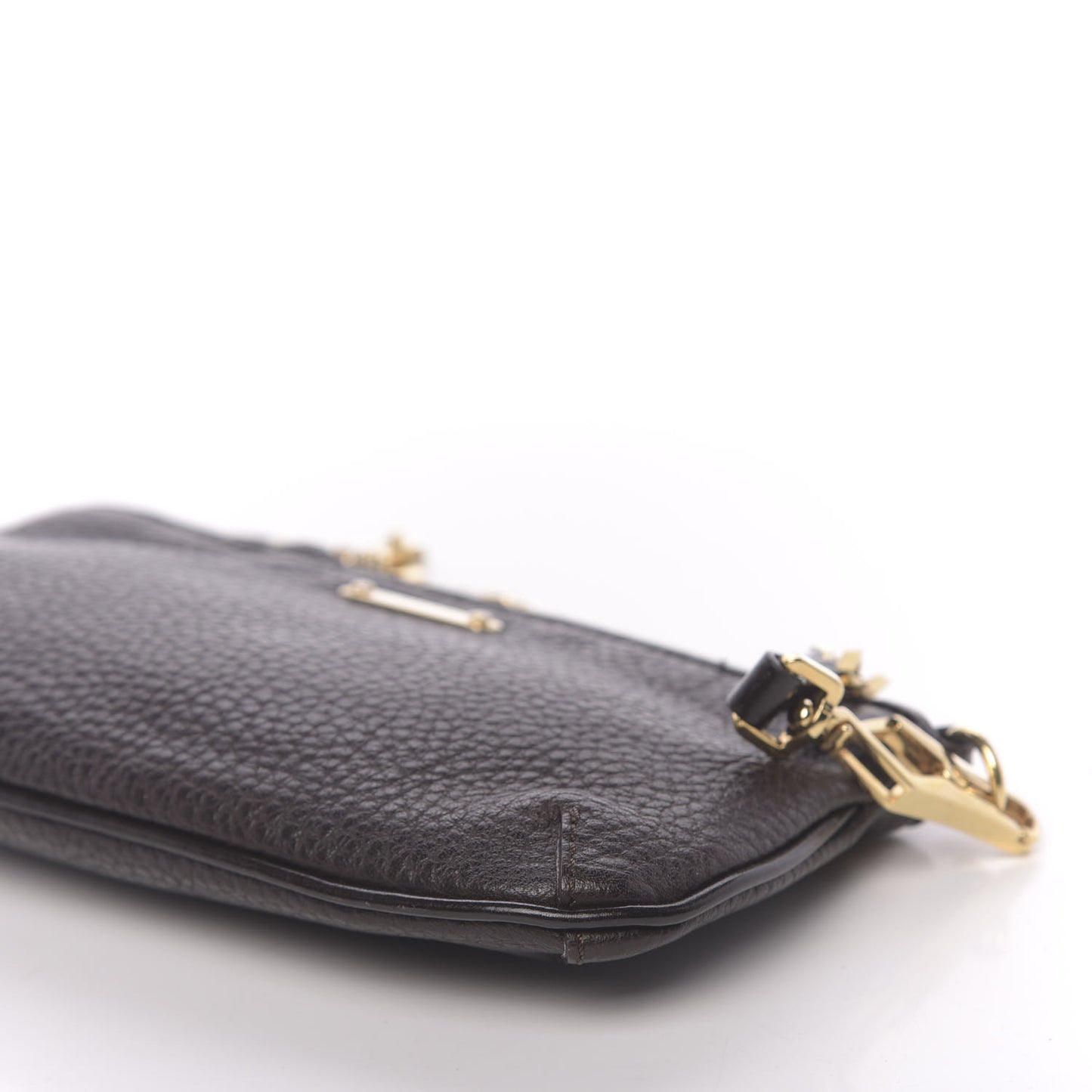 Grainy Calfskin Chain Pochette Dark Brown