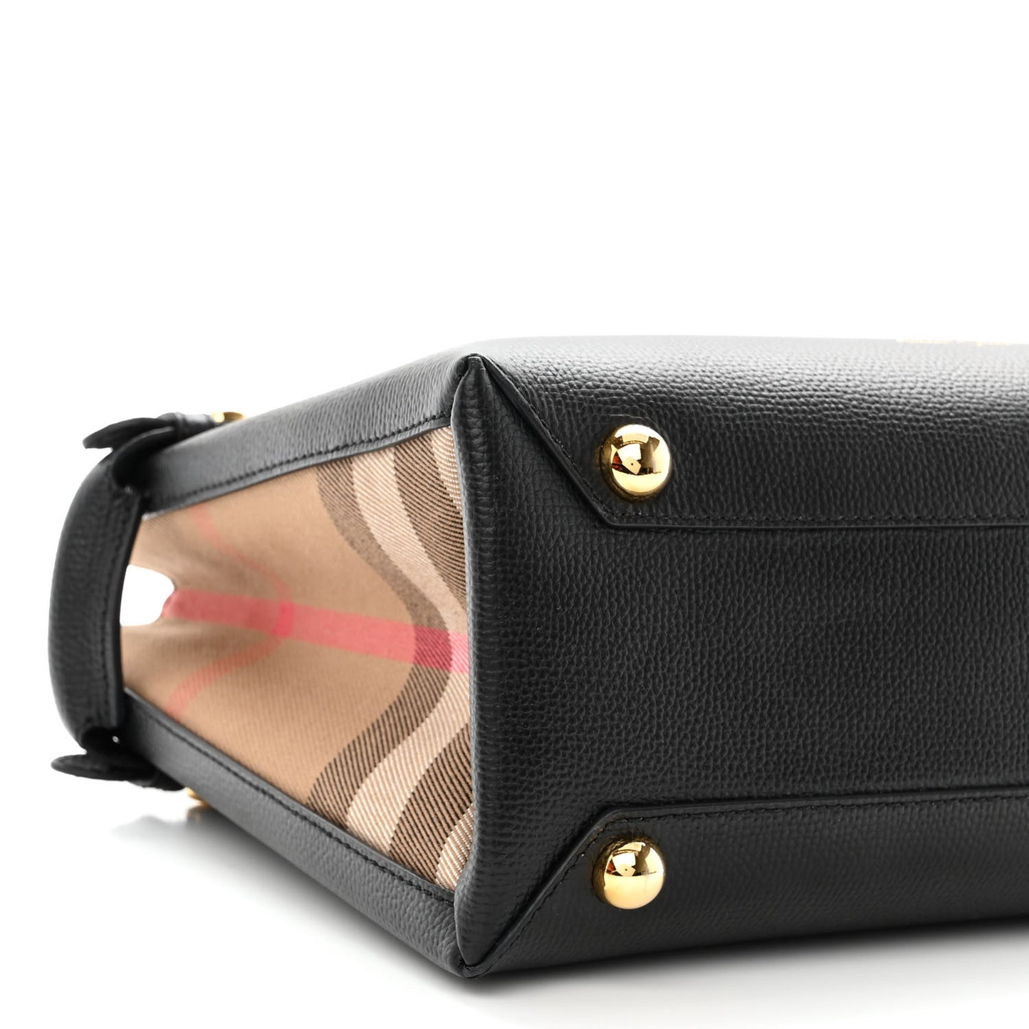 Grainy Calfskin House Check Small Banner Tote Black