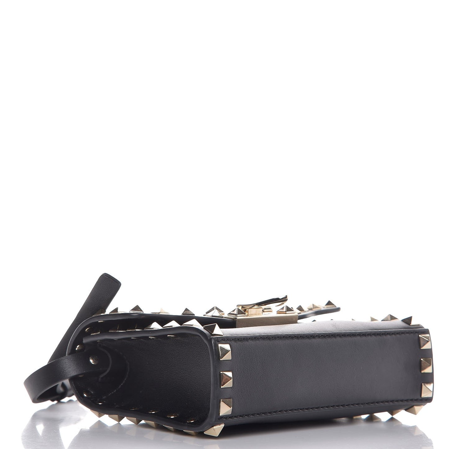Vitello Mini Rockstud Flip Lock Crossbody Bag Black