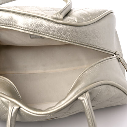 Chanel Metallic Caviar Quilted Bowler Pearl 5 of 17