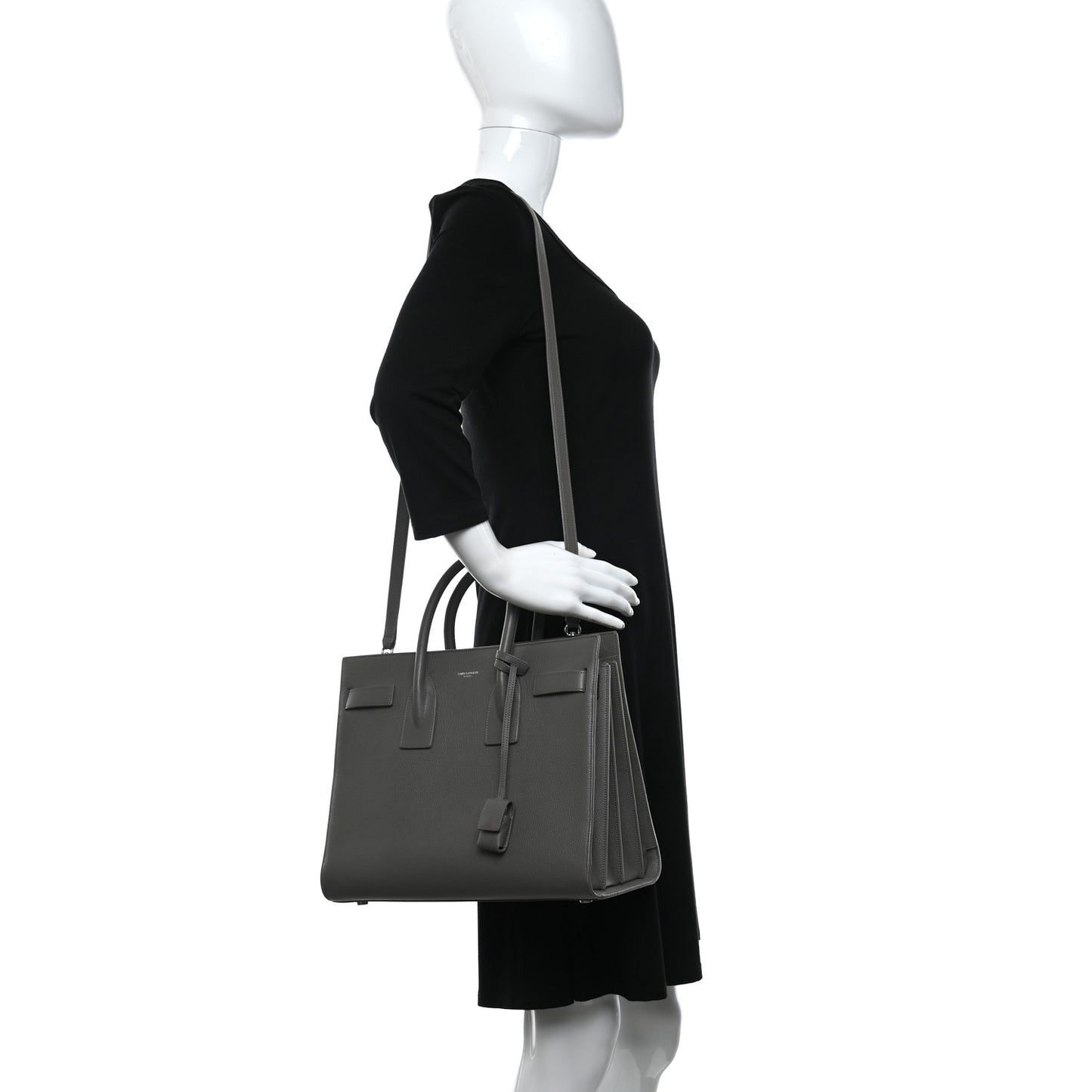 Grained Calfskin Small Sac De Jour Grey