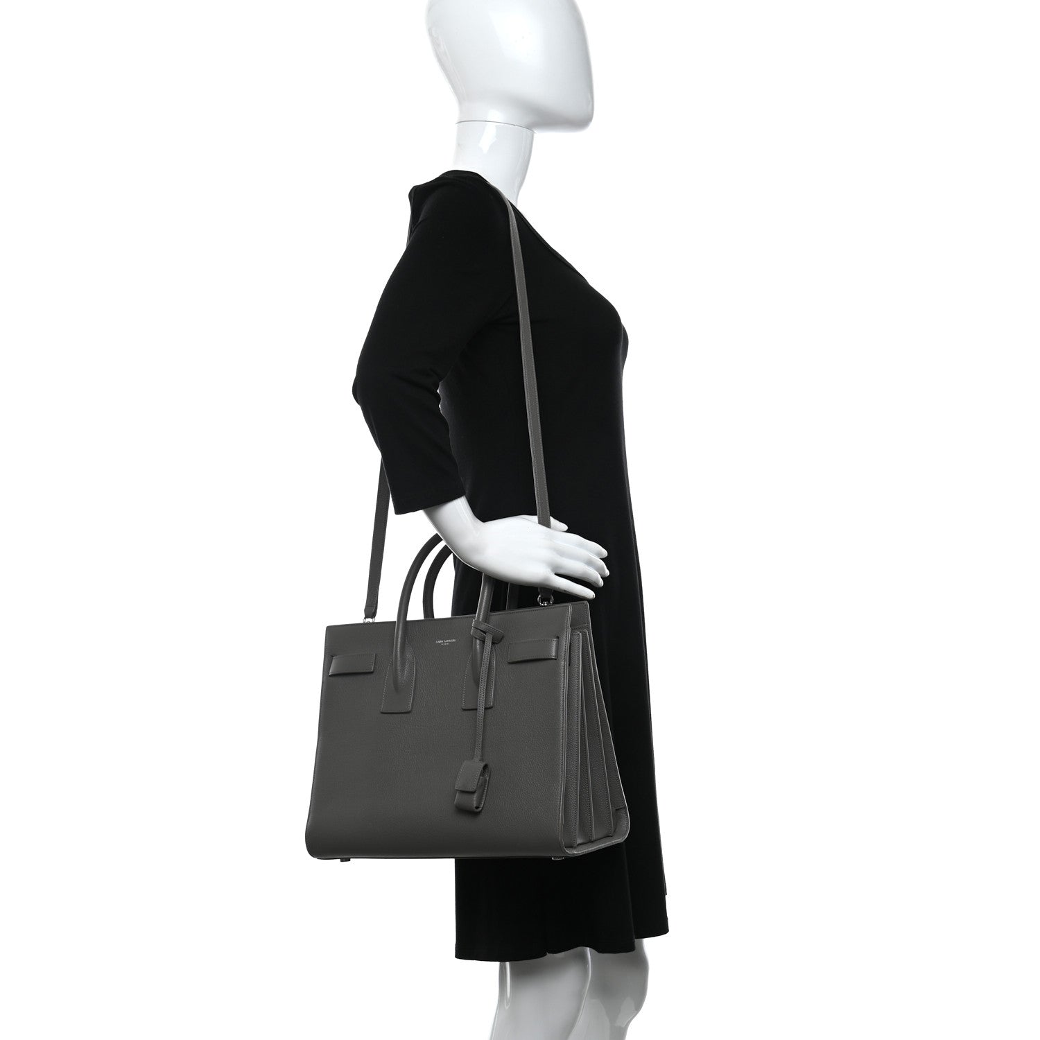 Saint Laurent Grained Calfskin Small Sac De Jour Grey 2 of 12