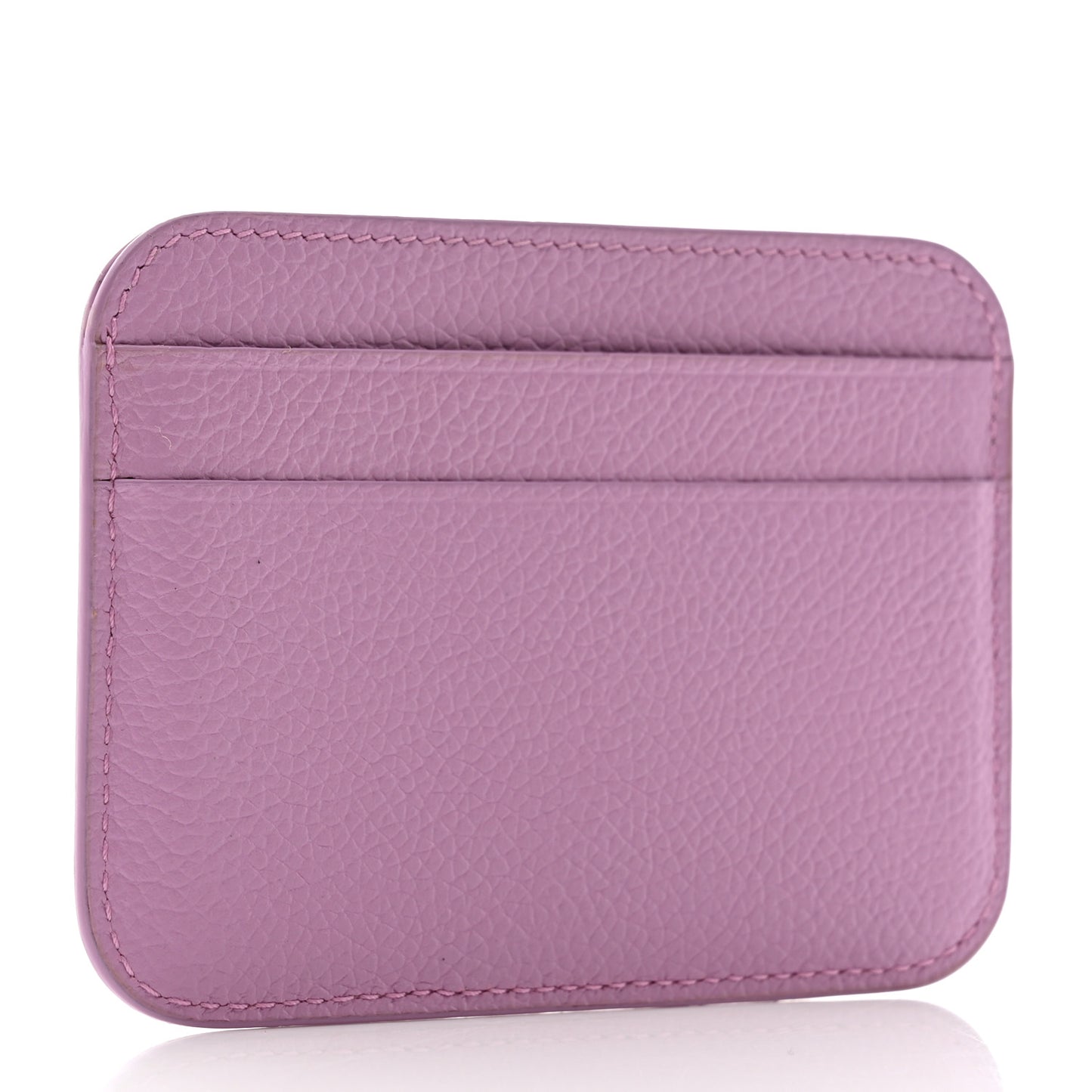 Grained Calfskin Logo Cash Rounded Card Holder Lilac Black
