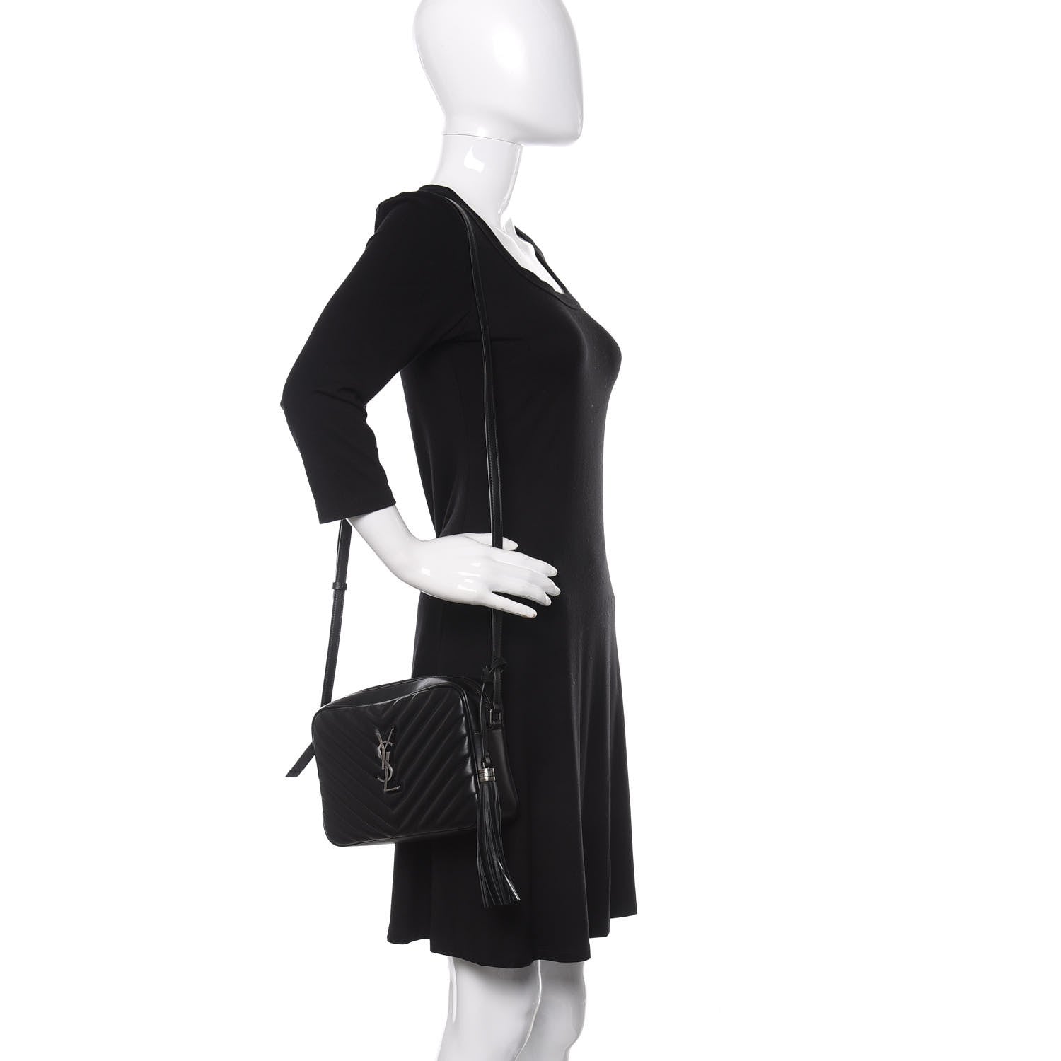 Saint Laurent Calfskin Matelasse Monogram Lou Camera Bag Black 2 of 10