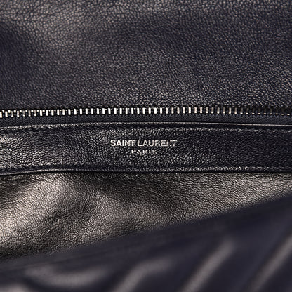 Saint Laurent Sheepskin Matelasse Chevron Monogram Large College Satchel Navy Blue 7 of 11