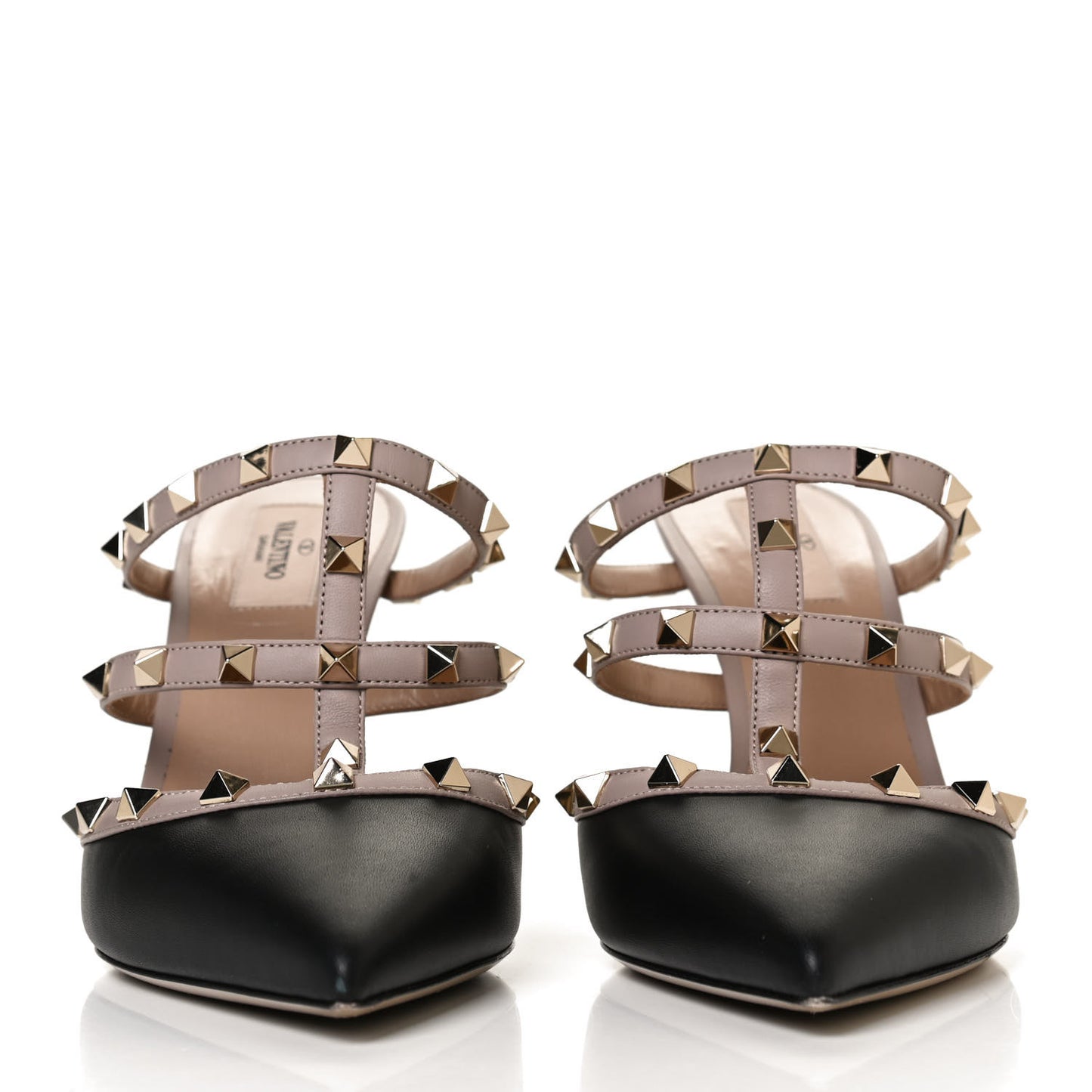Nappa Rockstud 90mm Cage Mules 41 Black Poudre