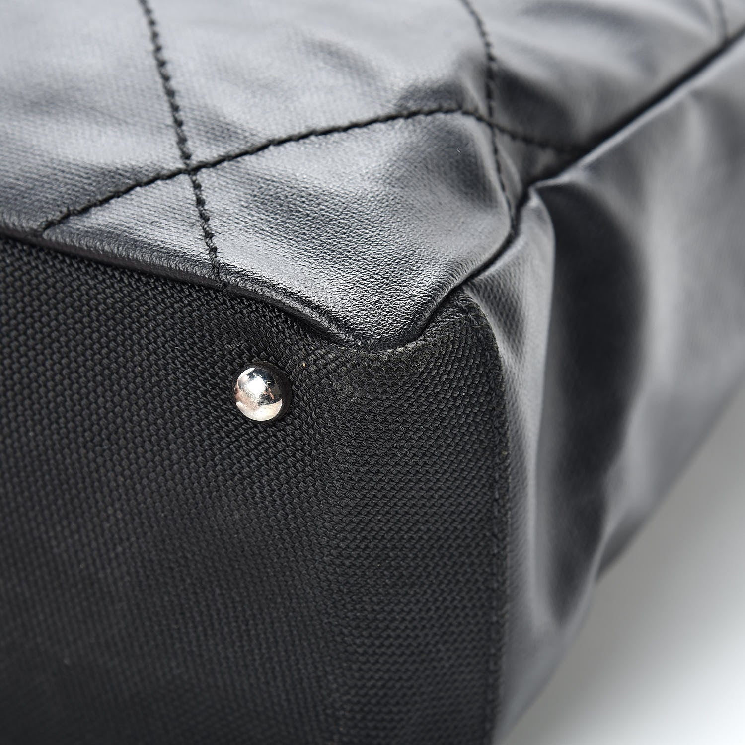 Chanel Coated Canvas Quilted Small Paris Biarritz Tote Black 11 of 22