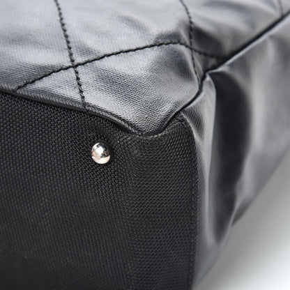 Chanel Coated Canvas Quilted Small Paris Biarritz Tote Black 11 of 22
