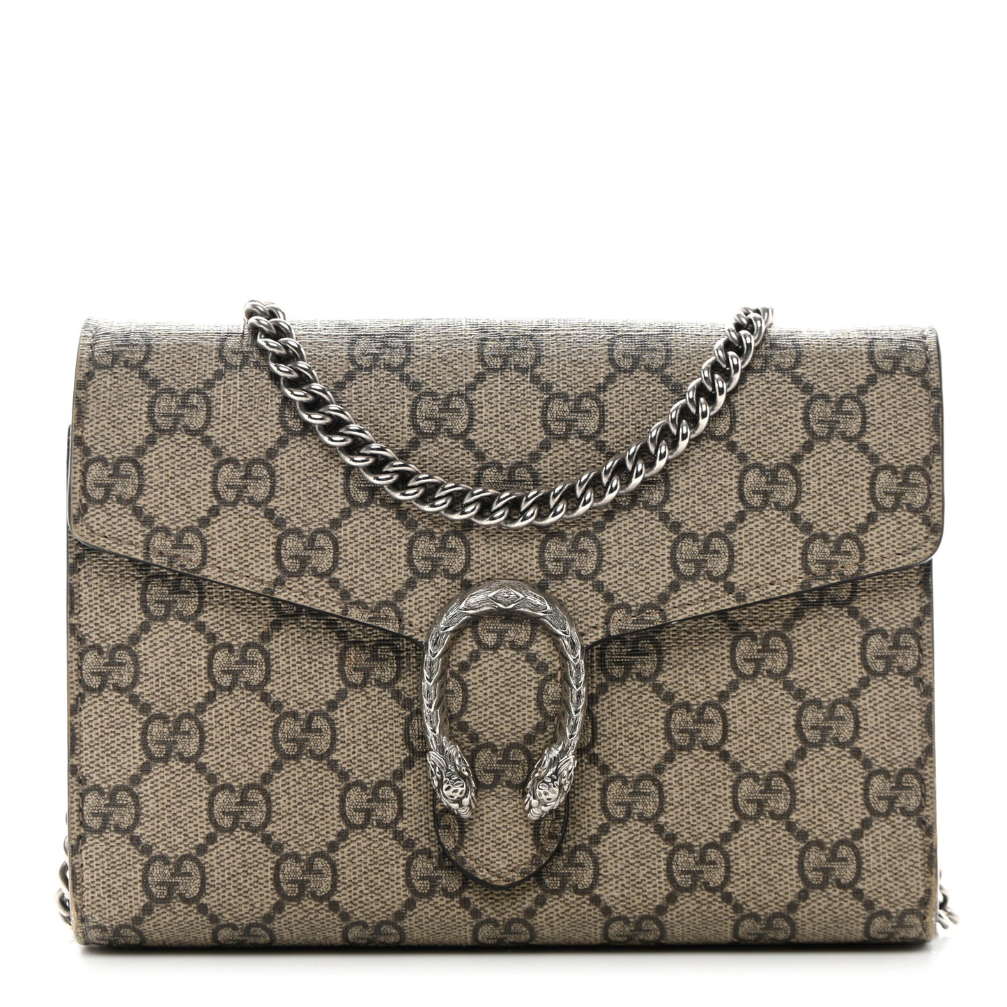 GG Supreme Monogram Mini Dionysus Chain Wallet Beige Taupe