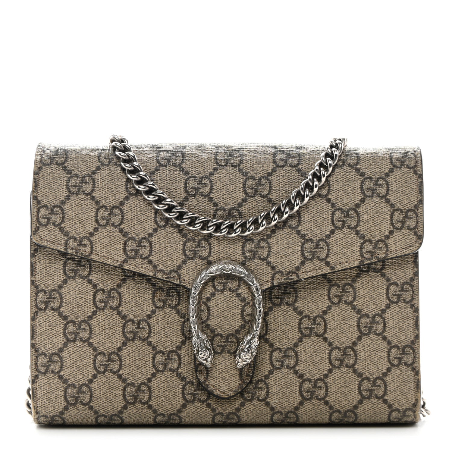 Gucci GG Supreme Monogram Mini Dionysus Chain Wallet Beige Taupe 1 of 12